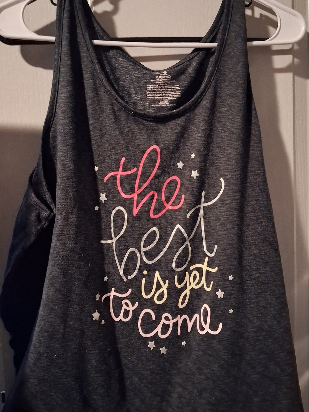 Secret Treasures Charcoal Sleep Tank with Pink & Yellow Script